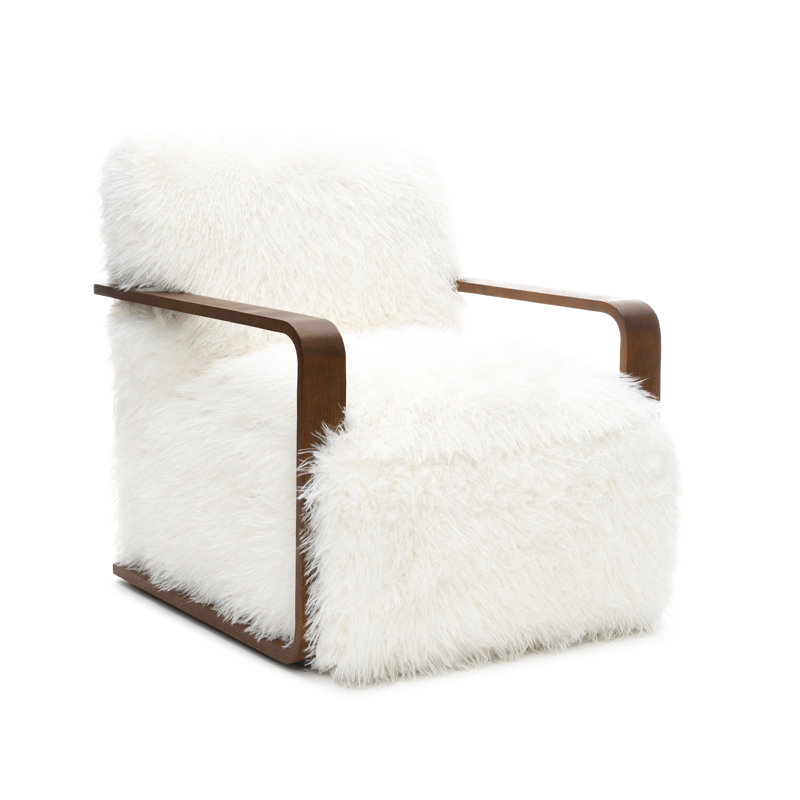 Fauteuil d'appoint rembourré à poils longs Harry, Blanc