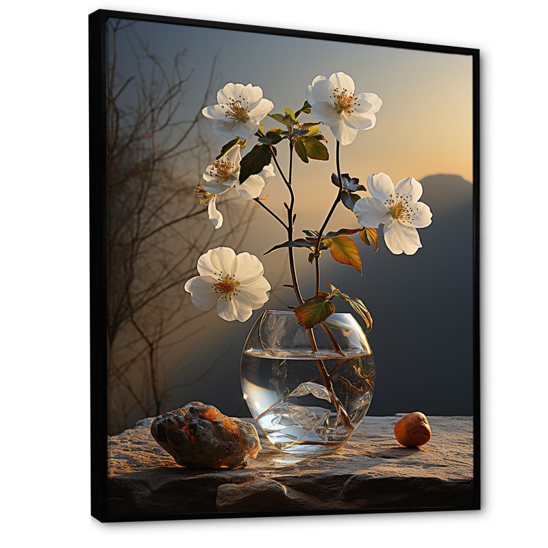 «Violets Sunset» sur toile, H 44 po x l 34 po x P 1,5 po, Cadre flottant noir