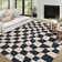 Abstract Checkered Machine Washable Rug for Living Room Geometric Non-Slip Rug for Bedroom Dining Room Office Nursery Playroom Teen Dorm