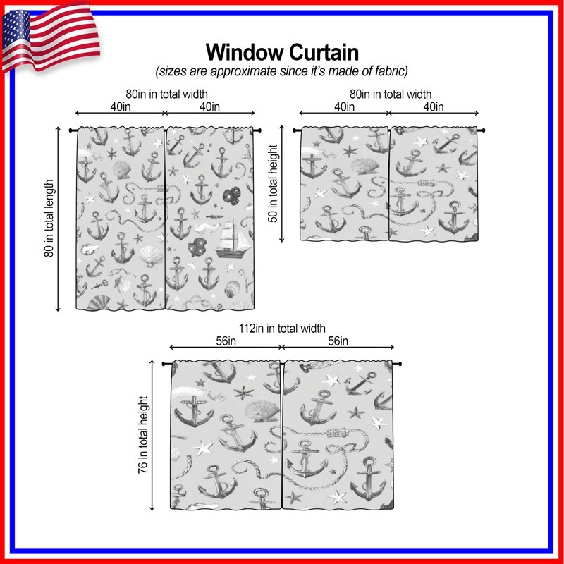 Rideaux obscurcissant Nautical Anchor Shells, 40 po x 80 po - 2 panneaux, Obscurcissement de chambre