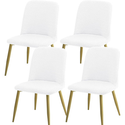 Housses de chaises - T-Blanc - Ensemble de 4 / Housses de chaises de salle à manger et de salon modernes