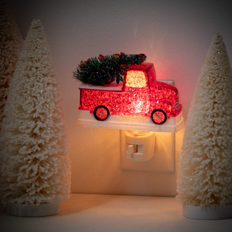 Veilleuse camion de Noël rouge 5 po