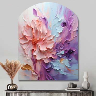 «Whirling Dreamscape», décoration murale en arc en spirale abstraite, reproduction d'art asymétrique rose en métal