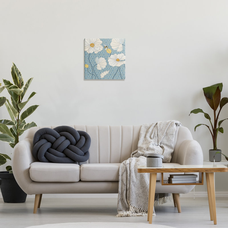 Art mural sur toile Wild Poppies & Bee par Levison Design, H 17 po x l 17 po