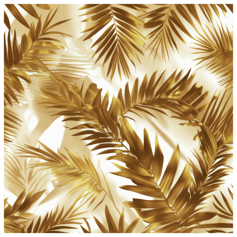 Couvertures à motif de feuilles de palmier, L 60 po x H 80 po, Moyen or blanc clair