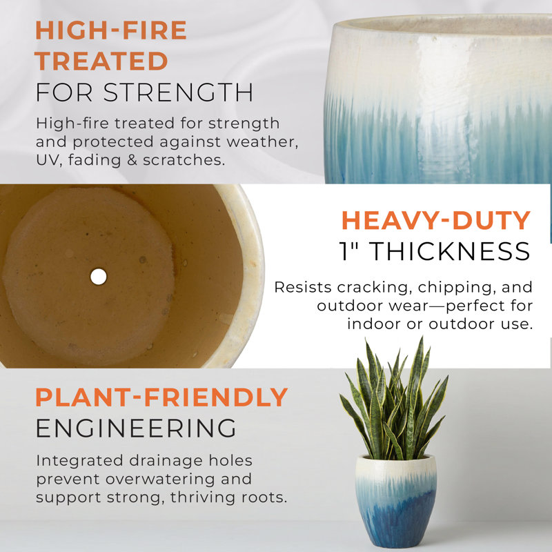 Dianelly Handmade Ceramic Pot Planter, 23.5"H x 24"W x 24"D
