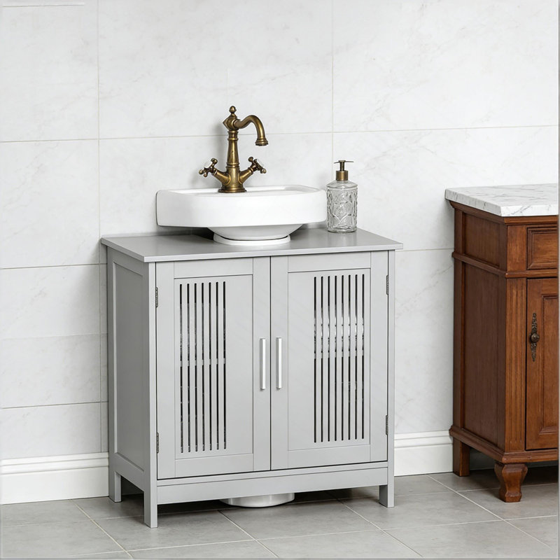 Organisateur de rangement de salle de bain, armoire de salle de bain, meuble de rangement sous piédestal, Grey