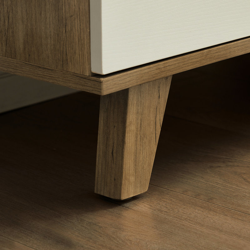 Solid Wood Handle Buffet Table For Hallway, Spacious Interior - White Oak Look Kitchen Storage Dresser Cabinet Handle, 80 Lbs Weight, Big Drawer Design