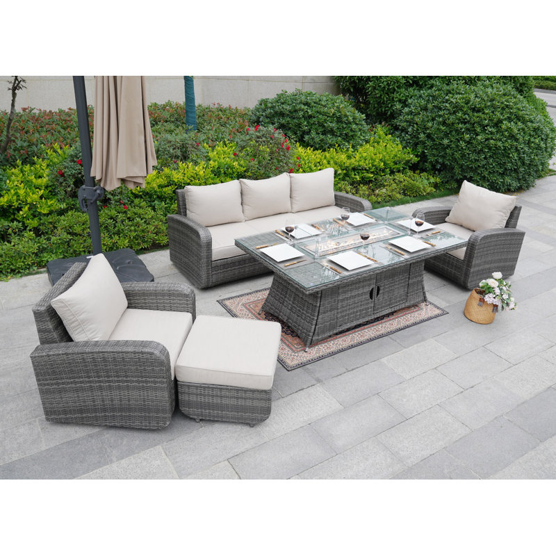 Aerolyn 6 - Person Patio Conversation Set with Cushions