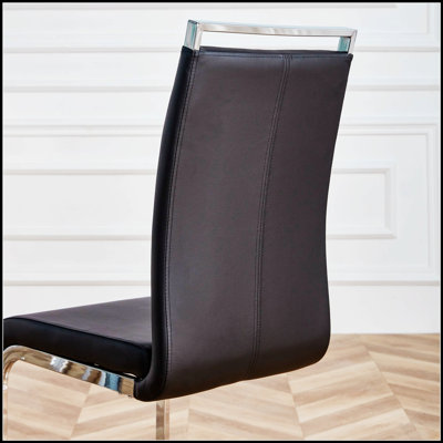 Chaises de salle à manger en similicuir polyuréthane à haut dossier, rembourrées pour le confort et l'élégance moderne
