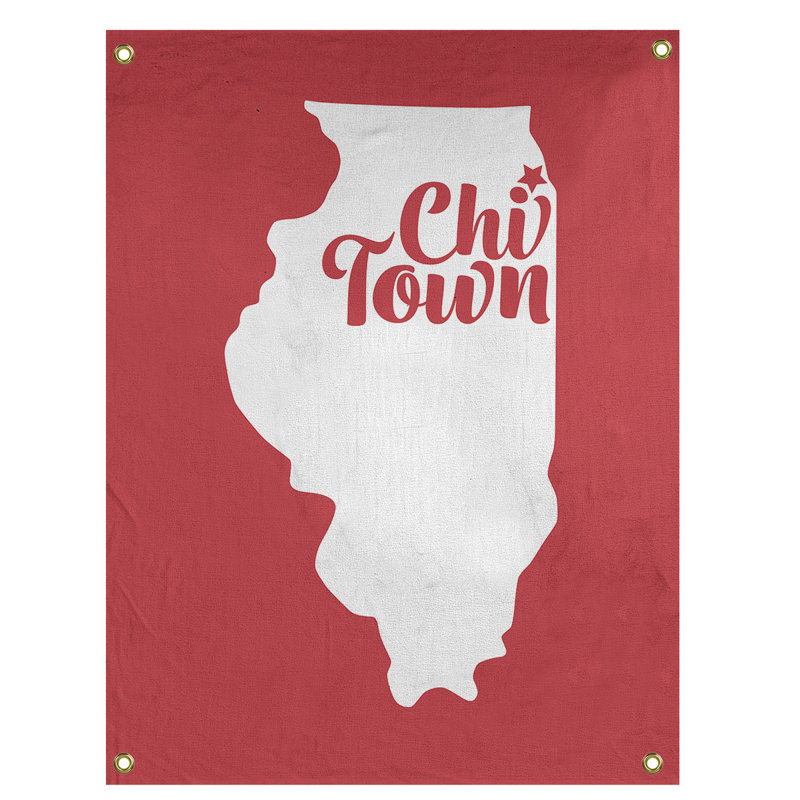 Tapisserie murale chi town illinois, H 80 po x l 59 po, Rouge