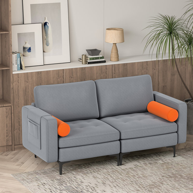 Upholstered 68'' Loveseat, Dark Gray Lint