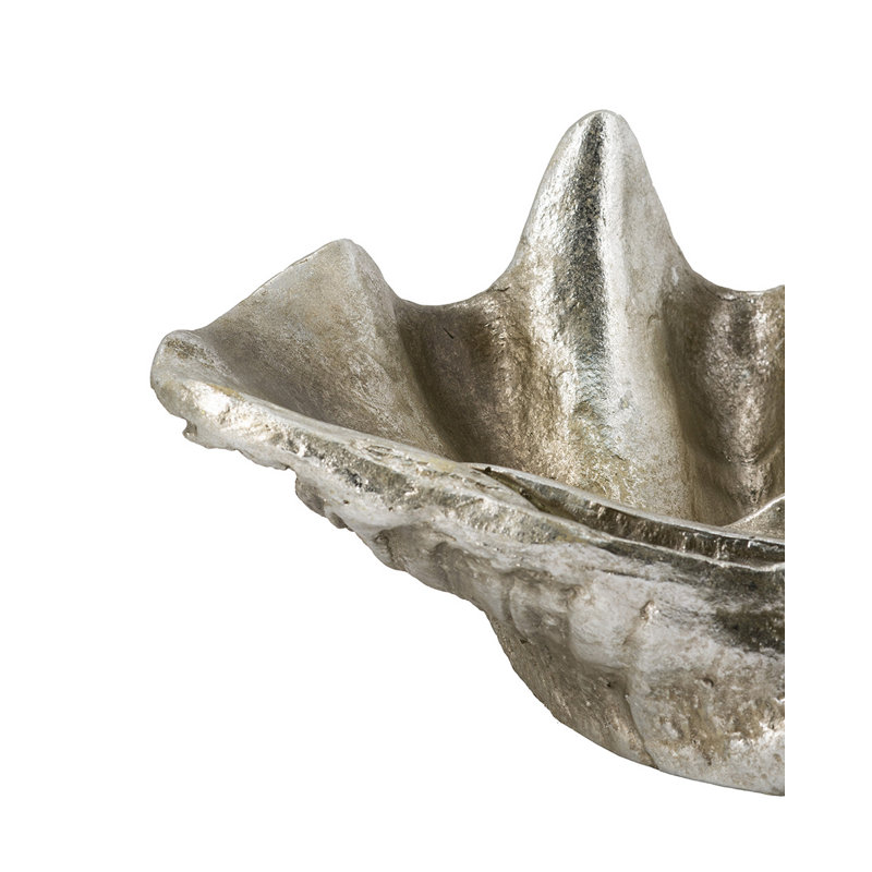 22.5X14x10" Decorative Shell Bowl, 10" H x 22.5" W x 14" D, Silver