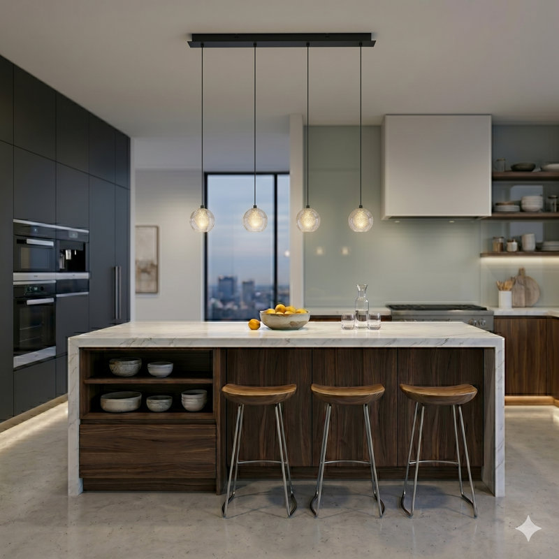 Riverdale 4 - Light Kitchen Island Pendant, Matte Black