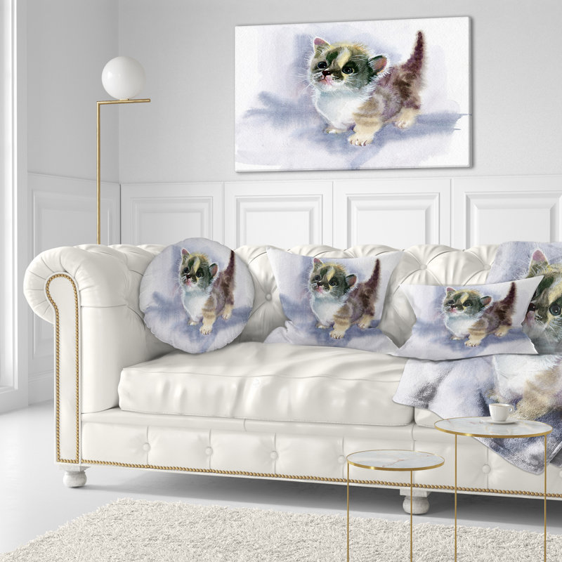 Coussin lombaire en aquarelle animal jolie chat
