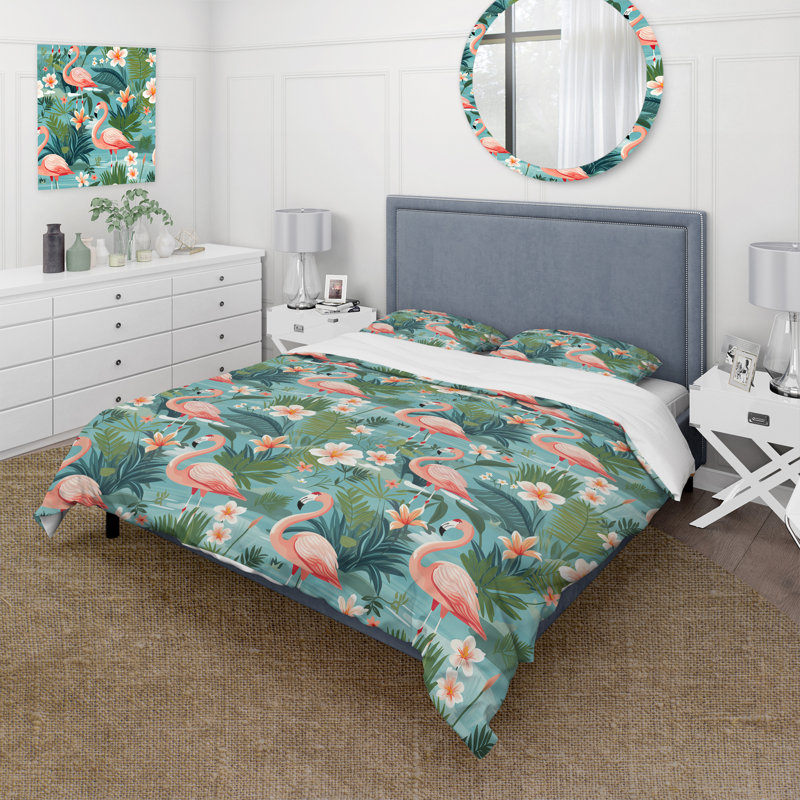 Flamingo Paradise Tropical Pattern I - Ensemble de housse de couette tropical