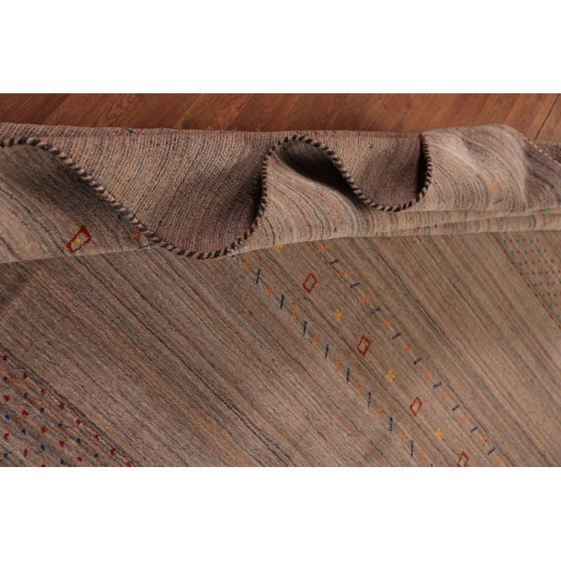 Striped Brown Gabbeh Oriental Area Rug 8