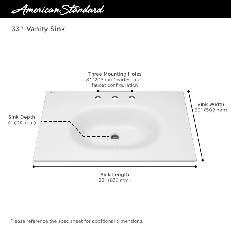 Studio S 33'' White Ceramic Wall-Mount Vanity Sink