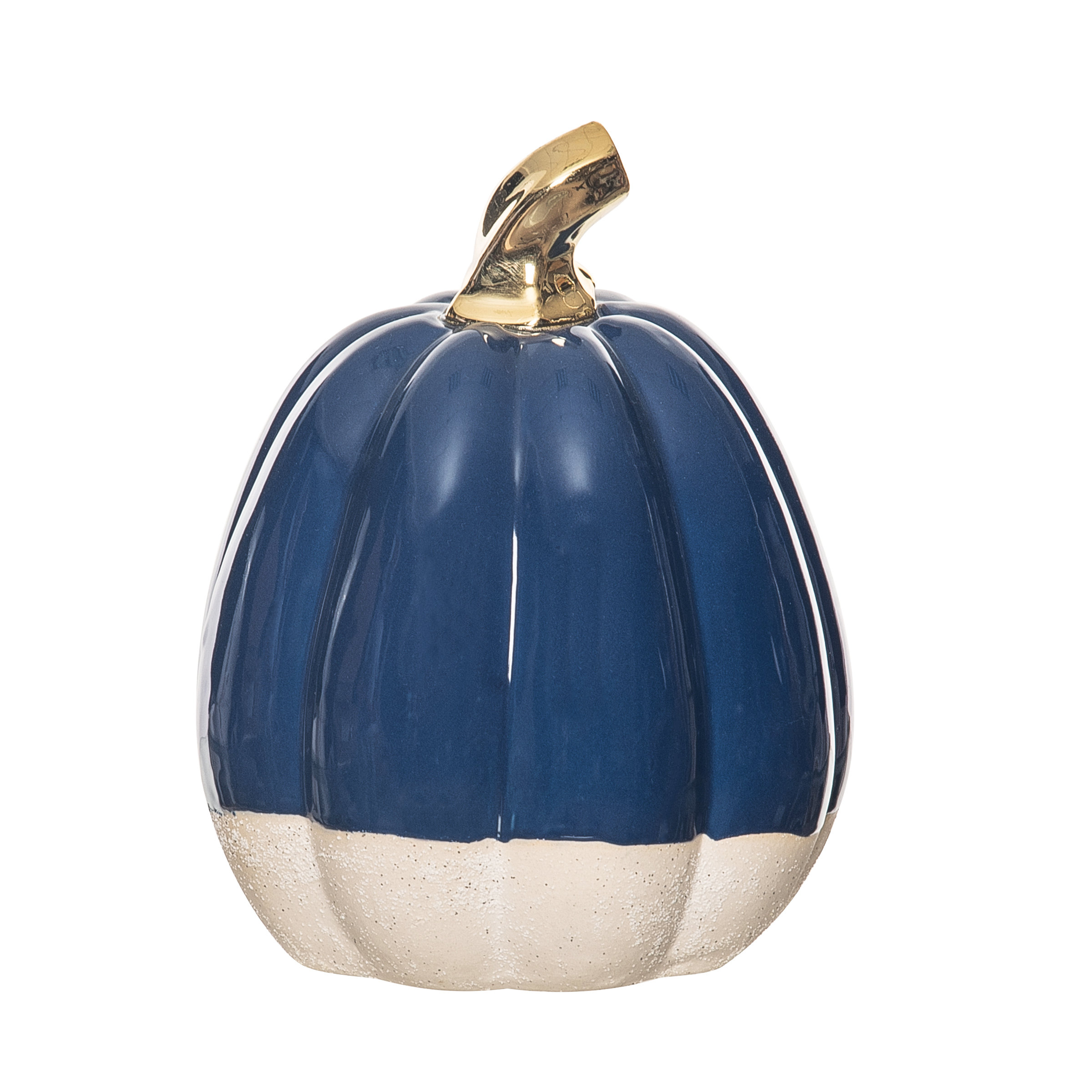 The Holiday Aisle® Blue & Khaki Large Pumpkin Figurine | Wayfair