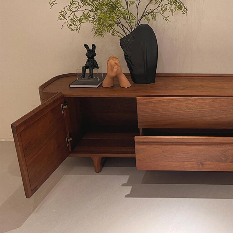 Meuble télé en bois de noyer noir, 94.49"