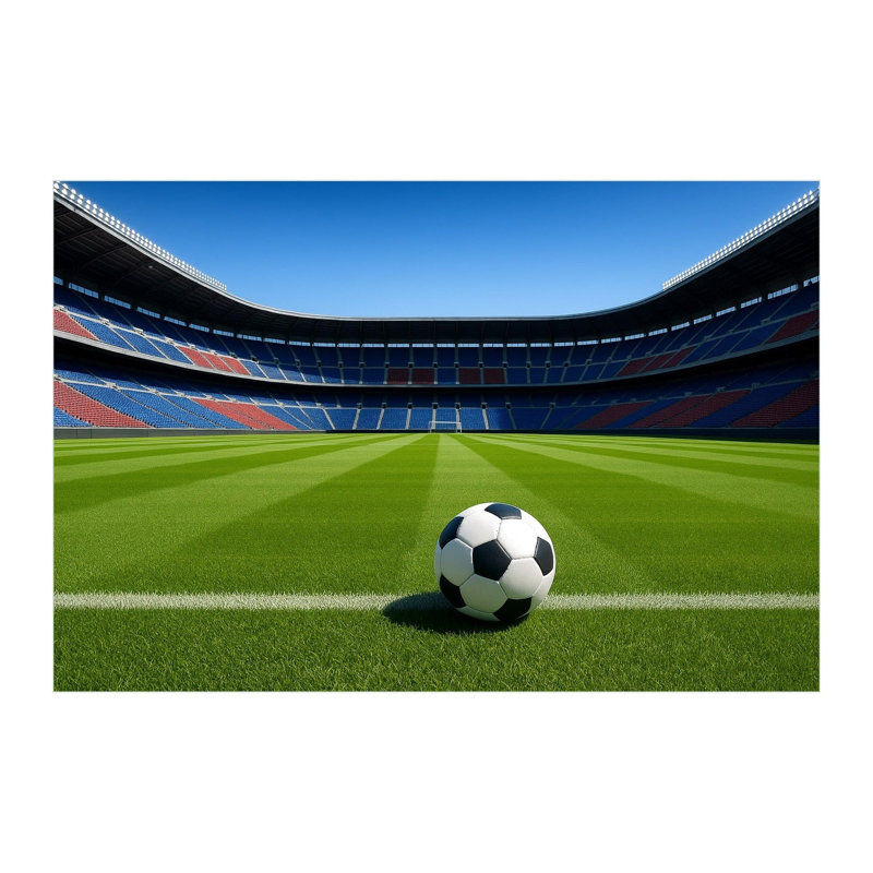 Football Stadium Wall Mural, Peel and Stick Self Adhesive Soccer Pitch Wallpaper for Bedroom, Playroom and Game Room, Satin Finish Removable Panels, 65"W x 96"H