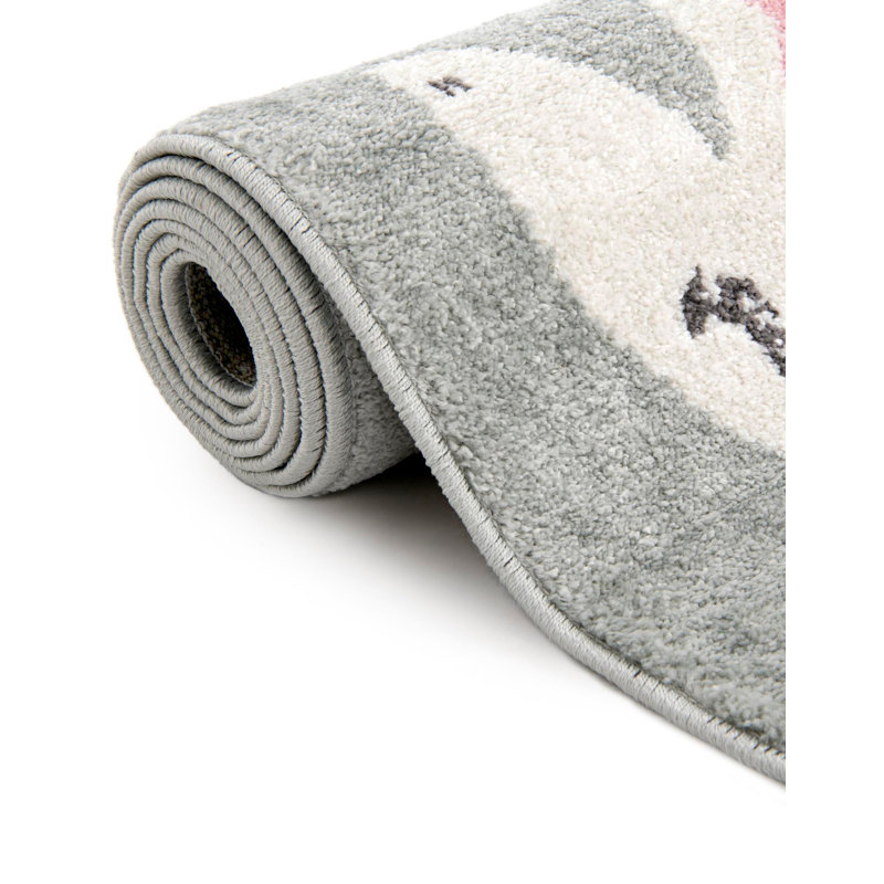 Whimsy Runner Machine Woven Polypropylene Plastic Rug, Rectangle 7'10" x 10'