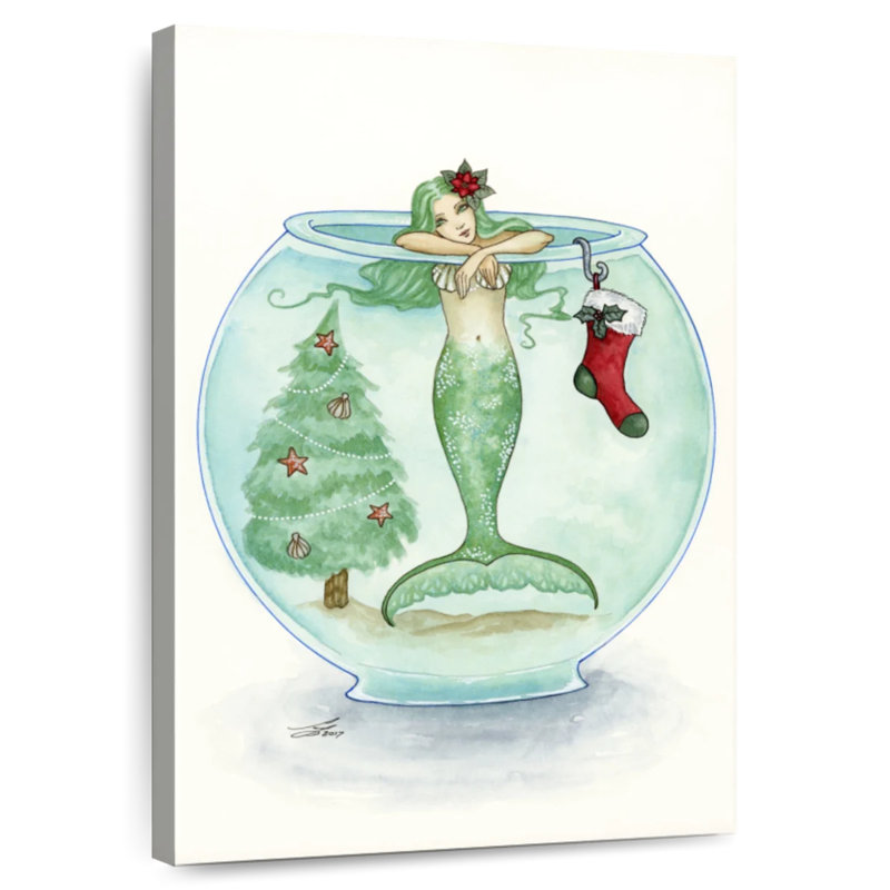 Kelan sirène en attente du père Noël, H 30 po x l 20 po
