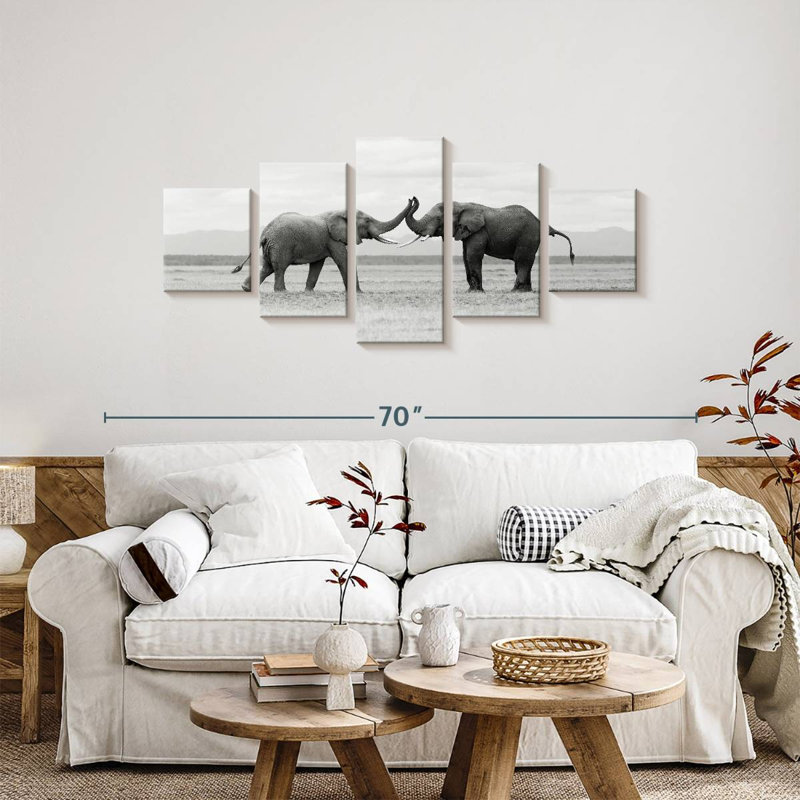 Fighting Elephants, 24" H x 55" W