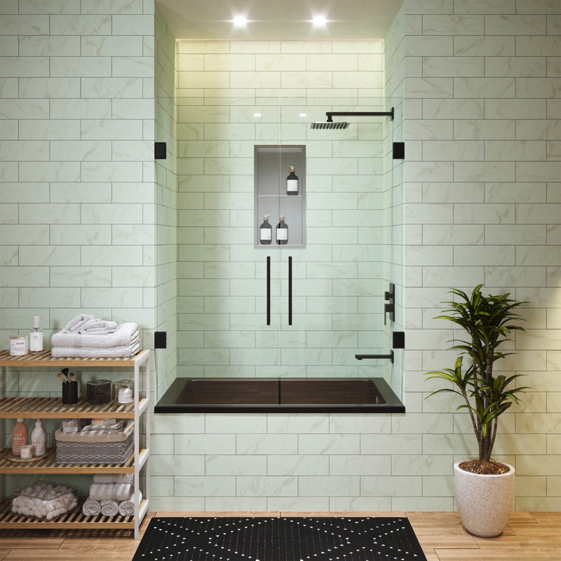 Voltaire 54" x 30" Reversible Drain Drop-In Bathtub, Black