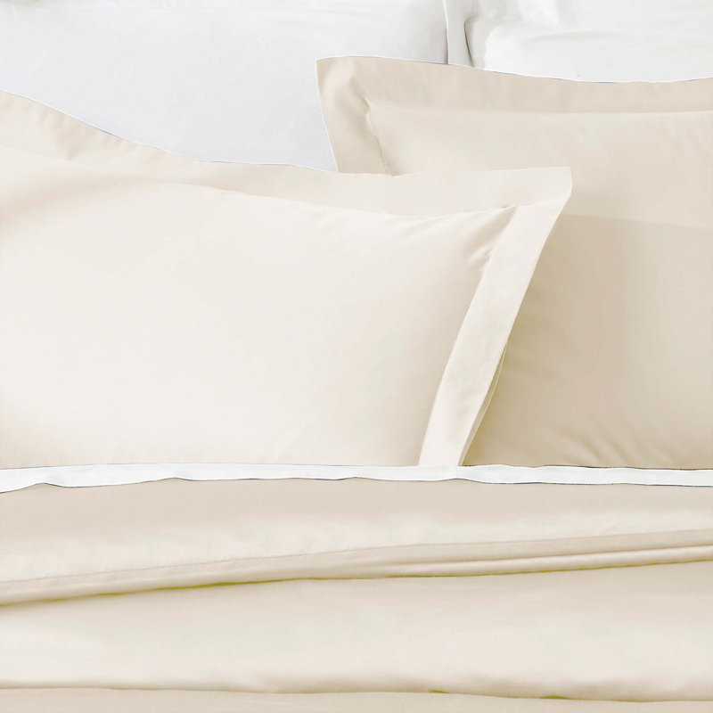 Egyptian Cotton 850 Thread Count Solid Duvet Cover Set, Full/Queen Duvet Cover + 2 Standard Shams, Ivory