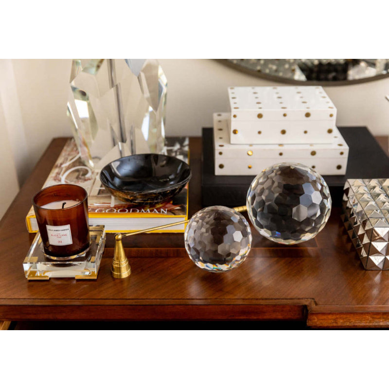 Crystal Candle Holder, 1" H x 4.25" W x 4.25" D, Yellow/Clear
