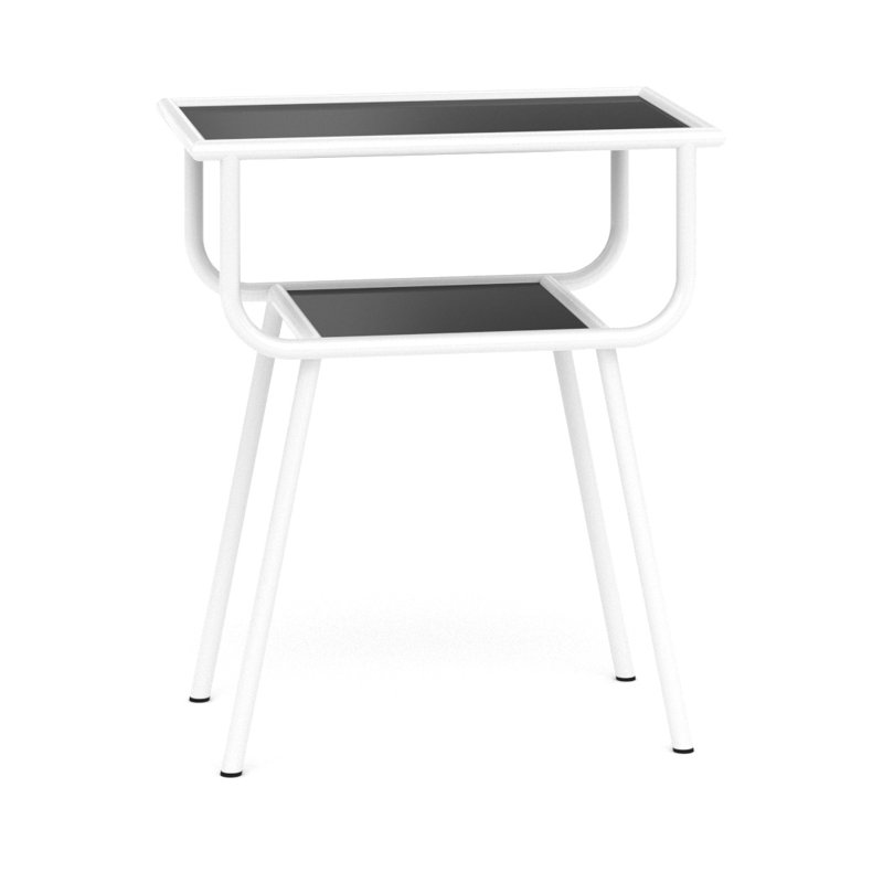 Ringtown 50cm W Steel Bedside Table, White/Black