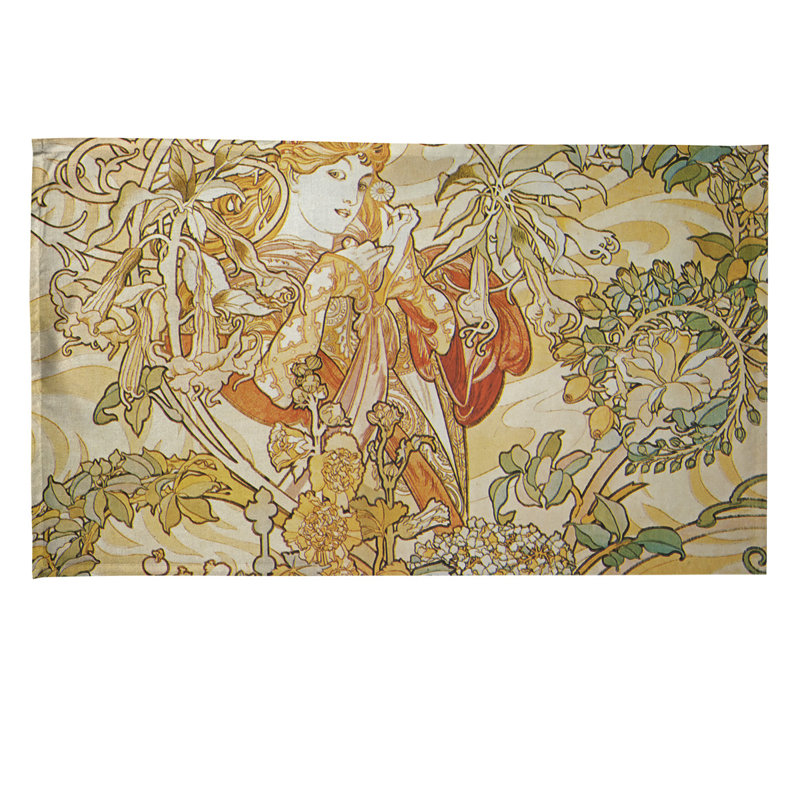 Femme avec une serviette à thé bouclé, Sergé de coton
