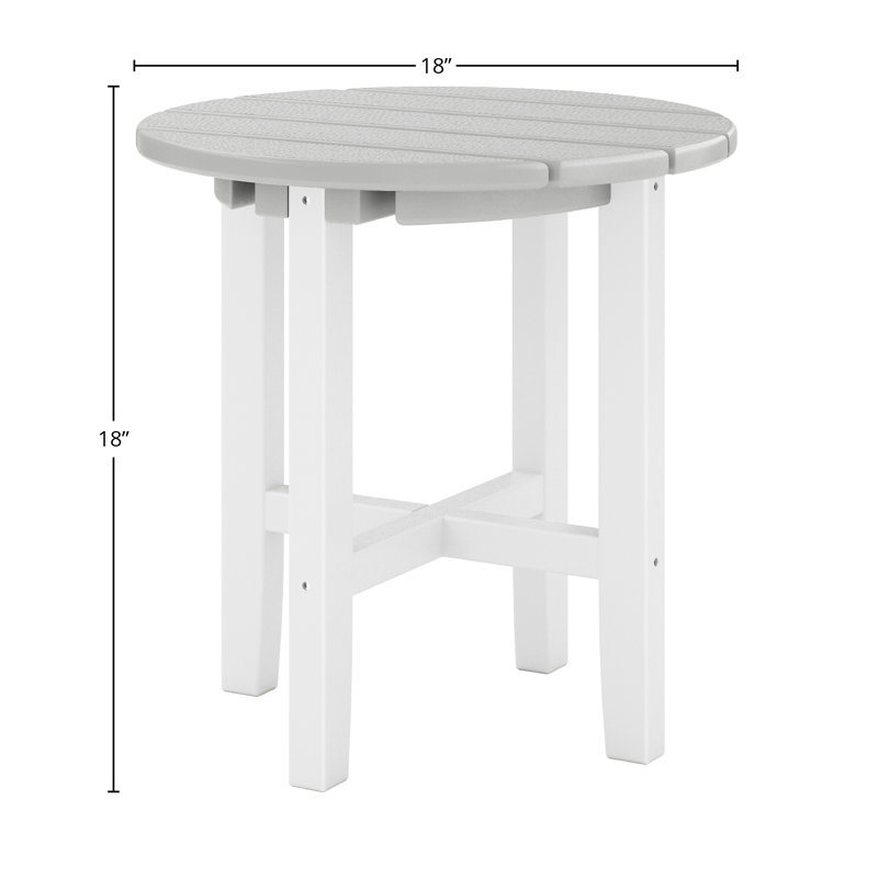 Table d'appoint ronde Iser, Gris héron, Destin - blanc