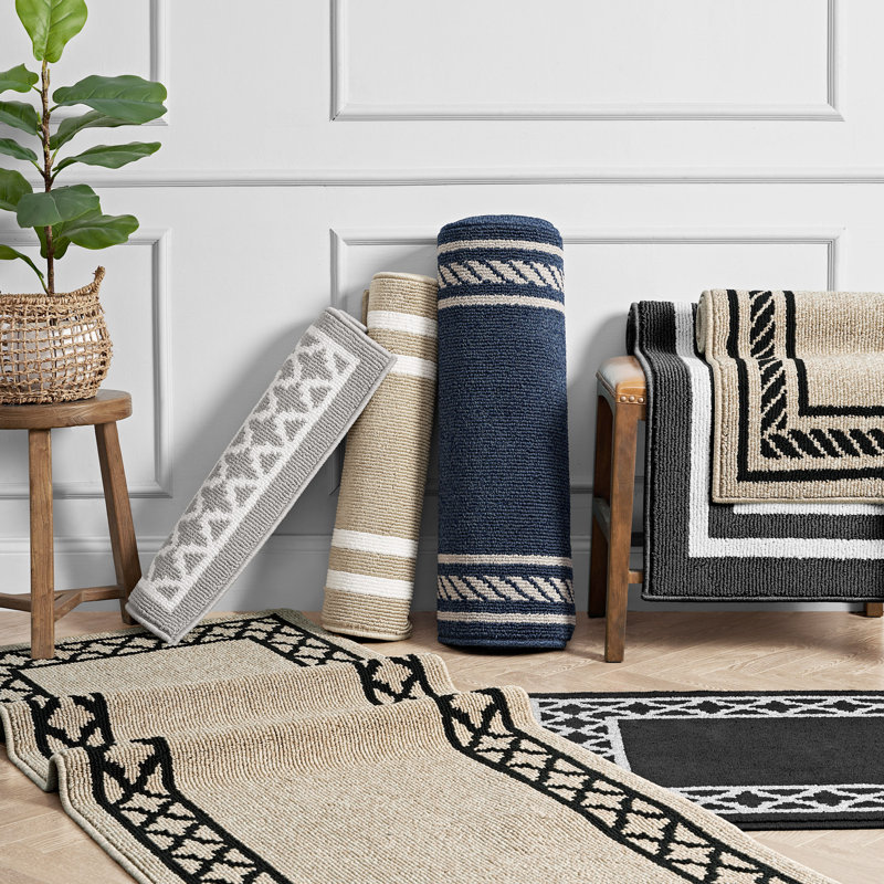 Nautica Collin Border Machine Washable All Loop Tufted Rugs 1-Piece, Runner 2'2" x 6'