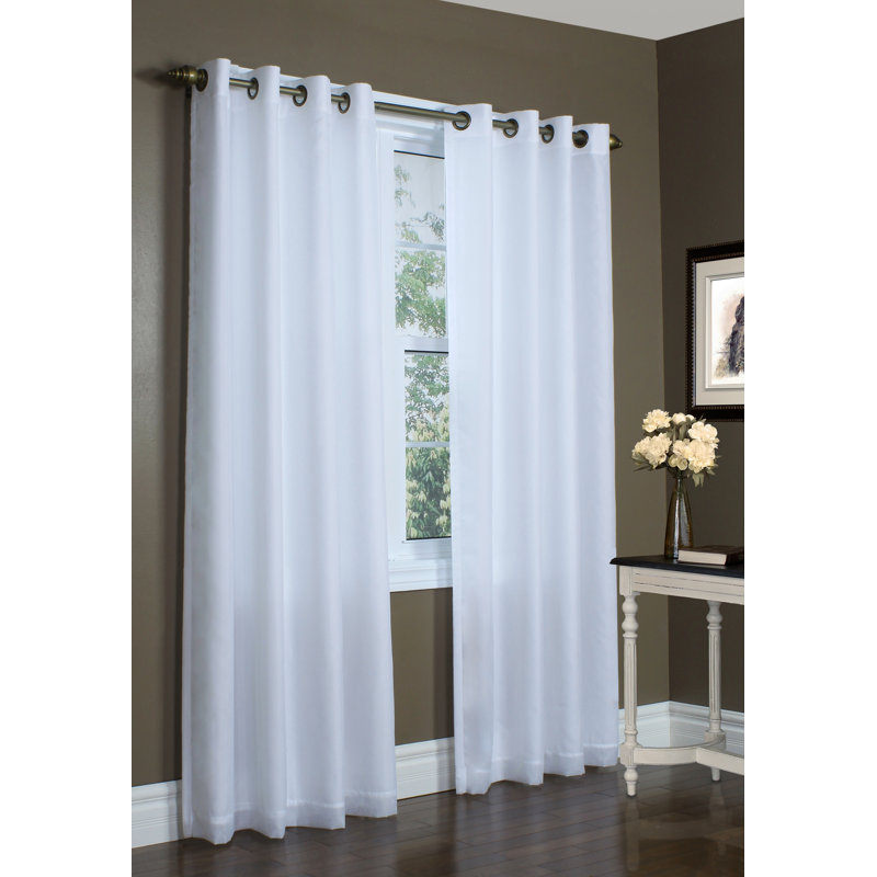 White Polyester Light-Filtering Grommet Window Panel for Kids
