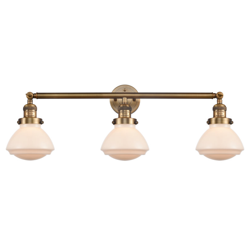 Éclairage pour salle de bain 3 lumières Chesterville, Nickel satiné brossé, Blanc mat, Ampoule DEL 6 watts Vinage