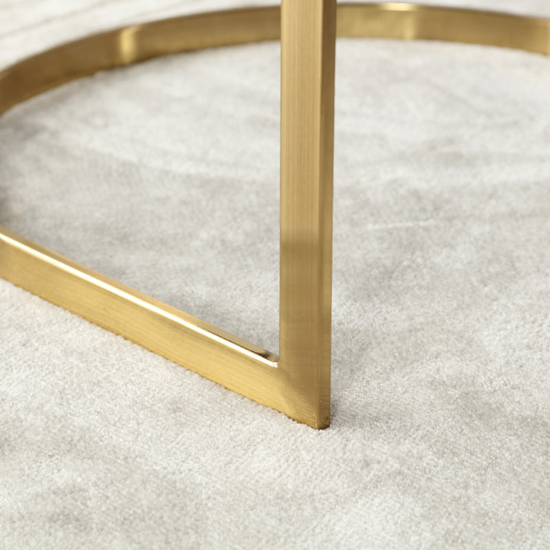 White Velvet Upholstered Side Chair with Gold Metal Frame