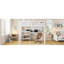 Lit mezzanine simple en bois avec tablettes, bureau et tableau d'écriture - Blanc (OLD SKU: LT000320AAK)-1286697907