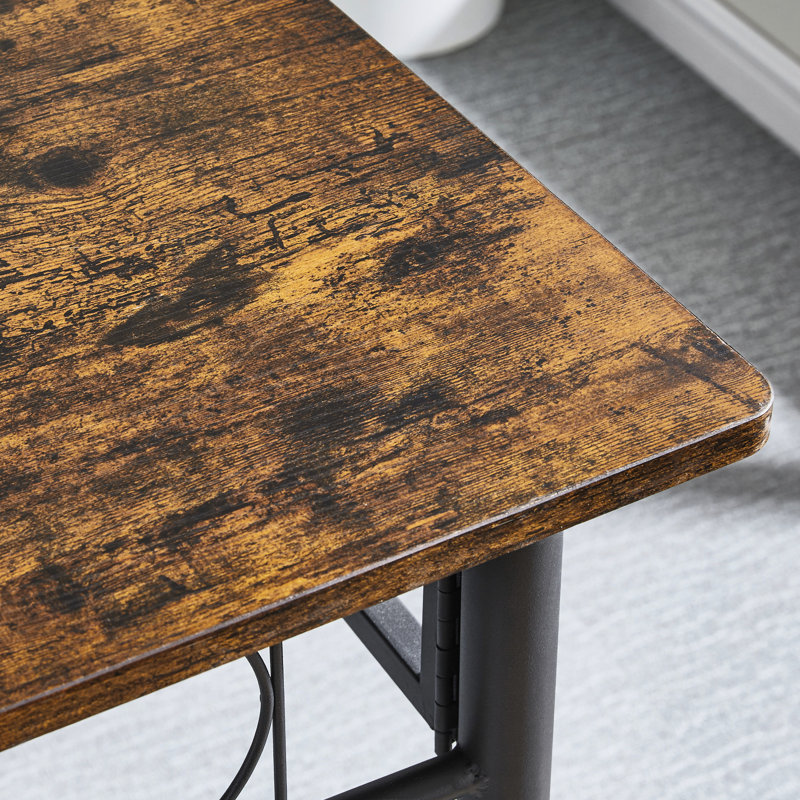 Dining Room Furniture - Wooden Table, 26.99 In. Depth, Antique Brown Kitchen Metal Wood 29.43 Height, Style