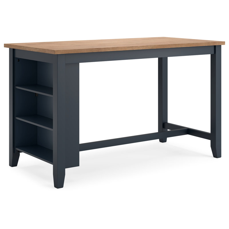 Beige and Blue Extendable Mango Wood Counter Height Dining Table