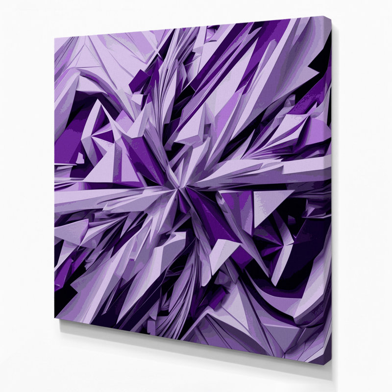 «Geometric Abstraction 34», art mural sur toile mauve, H 16 po x l 16 po