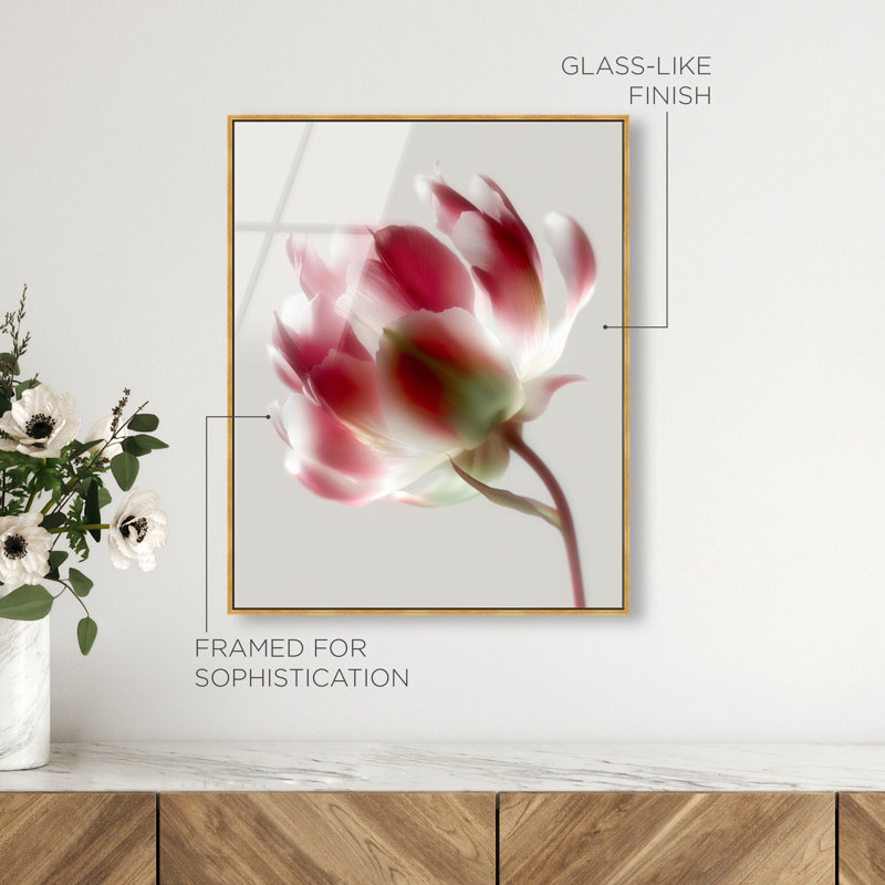Crimson Core I High-Gloss Frameless Acrylic Glass Wall Art Floral & Botanical Print by Oliver Gal, Ready to Hang, 16 x 20