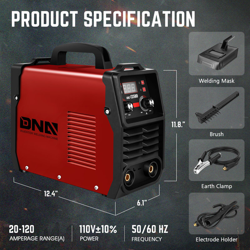 Welder Machine, 120A/110V Portable ARC Welding Machine IGBT, DIY Welding, with LED Digital Display, Red
