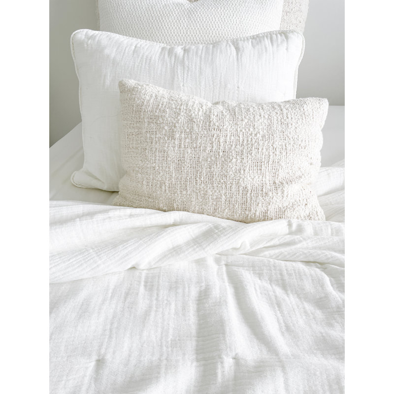 Cozy Cotton White Boucle Lumbar Pillow Cover 14x20