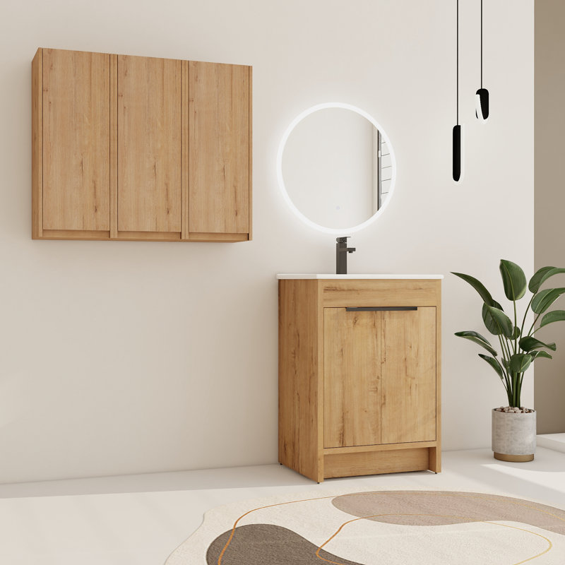 Ensemble de meuble-lavabo simple 24 po Diandrea avec 2 portes et lavabo en céramique, 24"