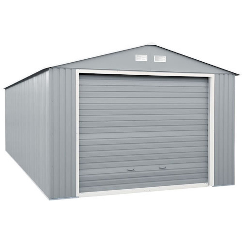 Imperial 12 ft. 2 in. W x 25 ft. 9 in. D Metal Storage Shed, Light Gray