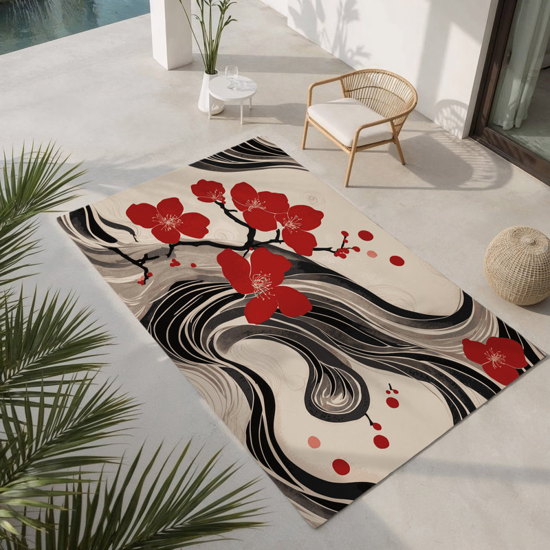 Whispering Tide Indoor And Outdoor Area Rug, Rectangle 3' x 5'