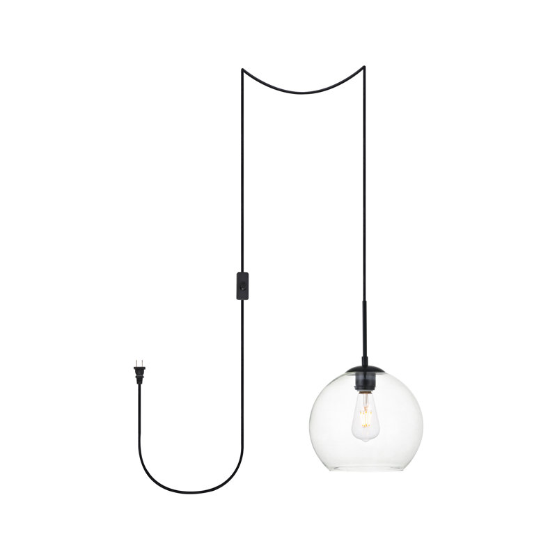 Luminaire suspendu simple à intensité variable 1 lumière Graziani, Noir, H 70 po x l 10 po x P 10 po