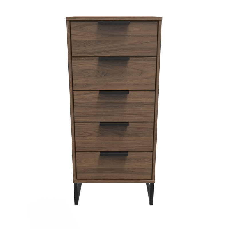 Turah 45cm W Manufactured Wood Bedside Table, Carini Walnut